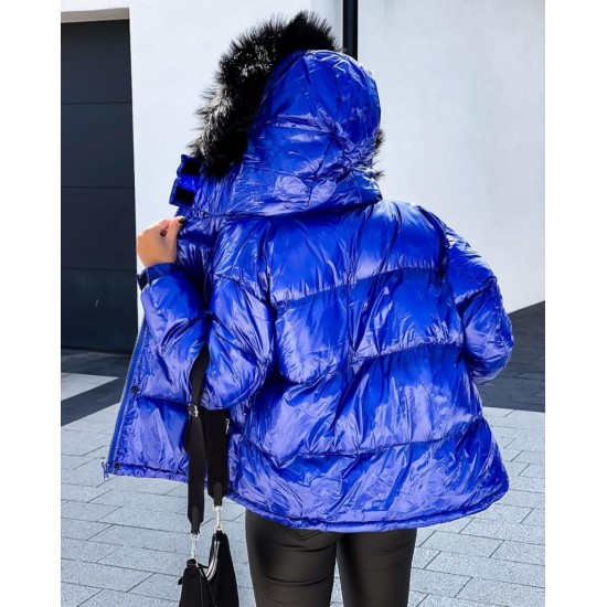 Women's Fur Detail Hooded Monchler Coat, 5851