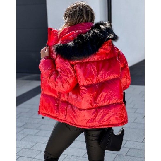 Women's Fur Detail Hooded Monchler Coat, 5850