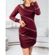 Women's Burgundy Shoulder Window Detail Rhinestone Embroidered Long Sleeve Diving Fabric Mini Dress, 5653 Women's Burgundy Shoulder Window Detail Rhinestone Embroidered Long Sleeve Diving Fabric Mini Dress, 5653