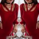 Women's Black Long Sleeve Low-cut Lace Detail Camisole Dress, 5523 Women's Black Long Sleeve Low-cut Lace Detail Camisole Dress, 5523