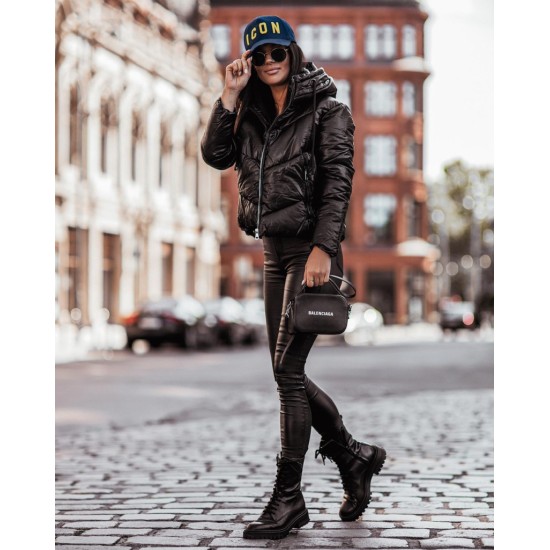 Women's Black 1st Quality Hooded Side Zipper Pocket Imported Jessica Kunaş Coat 9115, 4894 Women's Black 1st Quality Hooded Side Zipper Pocket Imported Jessica Kunaş Coat 9115, 4894