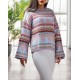Women's Blue Round Neck Knit Sweater 2054, 4727