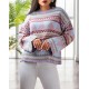 Women's Blue Round Neck Knit Sweater 2054, 4727