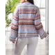Women's Blue Round Neck Knit Sweater 2054, 4727