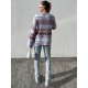 Women's Blue Round Neck Knit Sweater 2054, 4727