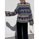 Women's Brown Round Neck Knit Sweater 2054, 4726