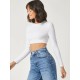 Women's Long Sleeve Crew Neck Viscose Crop, 6839