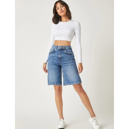 Women's Long Sleeve Crew Neck Viscose Crop, 6839