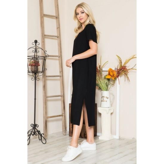 Women's Short Sleeve Slit Viscose Blouse, 7601
