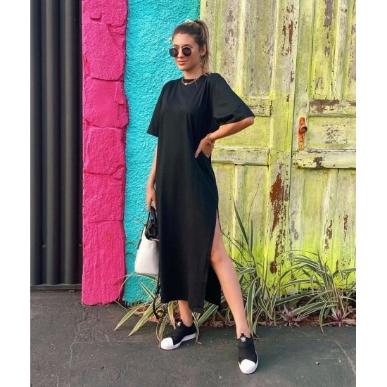 Women's Short Sleeve Slit Viscose Blouse, 7601