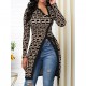 Women's Long Sleeve Collar And Hem Asymmetric Cut Waterway Pattern Diving Dress, 8008 Women's Long Sleeve Collar And Hem Asymmetric Cut Waterway Pattern Diving Dress, 8008
