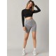 Women's Long Sleeve Crew Neck Viscose Crop, 6840