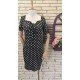 Bust Lace Detail Polka Dot Crepe Dress, 3271