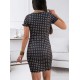 Bust Lace Detail Polka Dot Crepe Dress, 3271