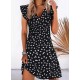 Women's V-neck Shoulder Detail Floral Print Gilette Single Jersey Dress, 8031 Women's V-neck Shoulder Detail Floral Print Gilette Single Jersey Dress, 8031