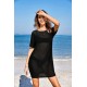 Women's Short Sleeve Bateau Neckline Tulle Fabric Pareo, 8242 Women's Short Sleeve Bateau Neckline Tulle Fabric Pareo, 8242