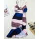 Women's V-neck Strapped Skirt With Ruffled Slit Detail Patterned Diving Dress, 8194