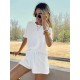 Women's White Gippled Supreme T-shirt And Lined Shorts Suit, 8091 Women's White Gippled Supreme T-shirt And Lined Shorts Suit, 8091