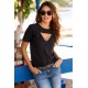 Women's Short Sleeve Chest Window Detail Viscose Blouse, 8056 Women's Short Sleeve Chest Window Detail Viscose Blouse, 8056