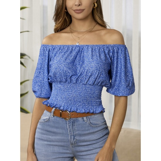 Women's Short Sleeved Madonna Collar Elastic Gusseted Single Jersey Blouse, 8026 Women's Short Sleeved Madonna Collar Elastic Gusseted Single Jersey Blouse, 8026