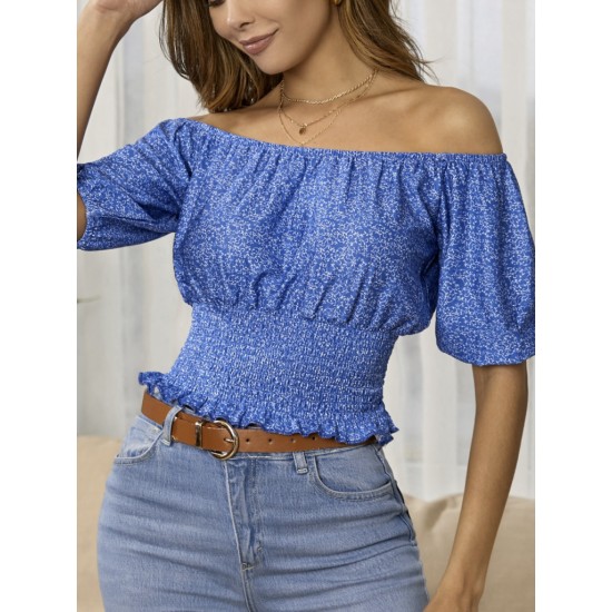 Women's Short Sleeved Madonna Collar Elastic Gusseted Single Jersey Blouse, 8026 Women's Short Sleeved Madonna Collar Elastic Gusseted Single Jersey Blouse, 8026
