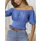 Women's Short Sleeved Madonna Collar Elastic Gusseted Single Jersey Blouse, 8026 Women's Short Sleeved Madonna Collar Elastic Gusseted Single Jersey Blouse, 8026