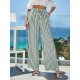 Women's Striped Woven Viscose Trousers With Elastic Waist, 8025 Women's Striped Woven Viscose Trousers With Elastic Waist, 8025