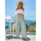 Women's Striped Woven Viscose Trousers With Elastic Waist, 8025 Women's Striped Woven Viscose Trousers With Elastic Waist, 8025