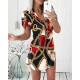 Women's Short Sleeve Polo Collar Chain-printed Button Down Diving Dress, 7803 Women's Short Sleeve Polo Collar Chain-printed Button Down Diving Dress, 7803