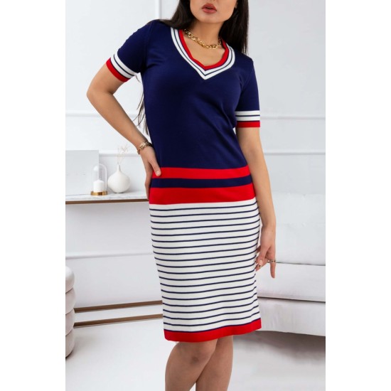 Striped Knit Dress (navy Blue), 2956