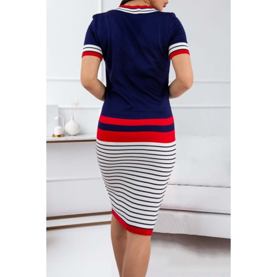 Striped Knit Dress (navy Blue), 2956
