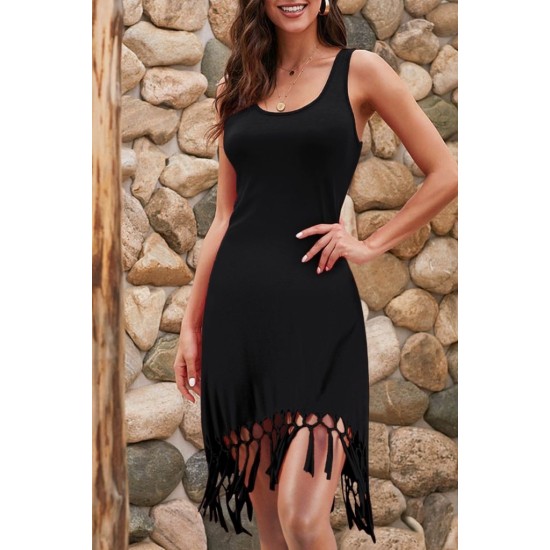 Women's Sleeveless Tasseled Viscose Dress, 8332 Women's Sleeveless Tasseled Viscose Dress, 8332