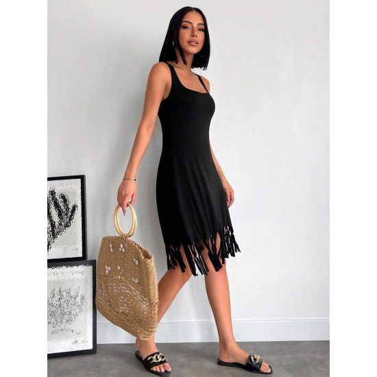 Women's Sleeveless Tasseled Viscose Dress, 8332 Women's Sleeveless Tasseled Viscose Dress, 8332