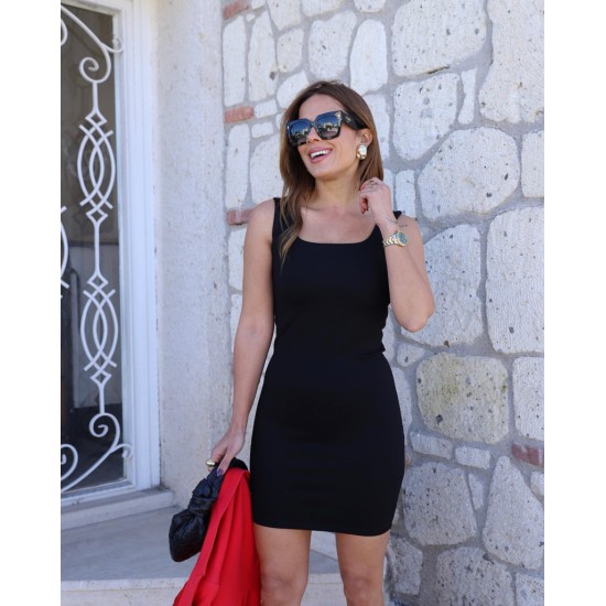 Women's Strappy U-neck Crepe Dress, 8363