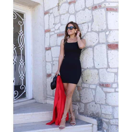 Women's Strappy U-neck Crepe Dress, 8363