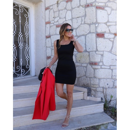 Women's Strappy U-neck Crepe Dress, 8363