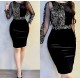Women's Sax Blue Sleeves Front Detail Palette Embroidered Velvet Dress 101, 4997 Women's Sax Blue Sleeves Front Detail Palette Embroidered Velvet Dress 101, 4997
