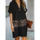 Leopard Pieced Loose Viscose Dress, 2936
