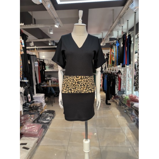 Leopard Pieced Loose Viscose Dress, 2936