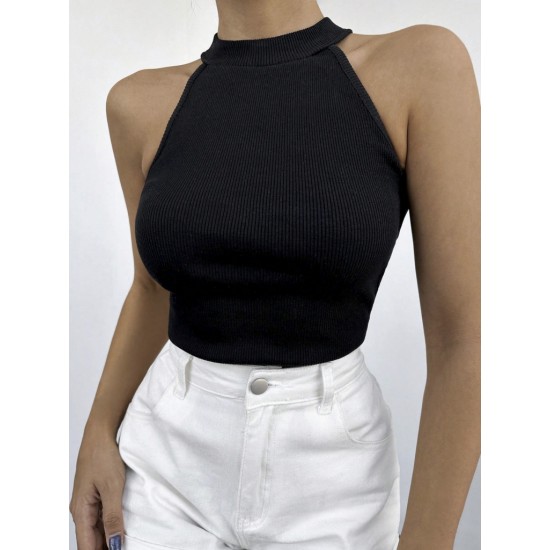 Women Black Zero Sleeve Round Neck Blouse, 8211 Women Black Zero Sleeve Round Neck Blouse, 8211