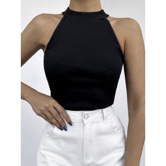 Women Black Zero Sleeve Round Neck Blouse, 8211 Women Black Zero Sleeve Round Neck Blouse, 8211