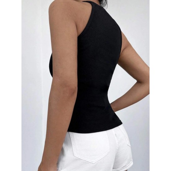 Women Black Zero Sleeve Round Neck Blouse, 8211 Women Black Zero Sleeve Round Neck Blouse, 8211