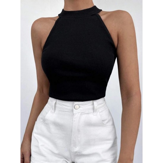 Women Black Zero Sleeve Round Neck Blouse, 8211 Women Black Zero Sleeve Round Neck Blouse, 8211