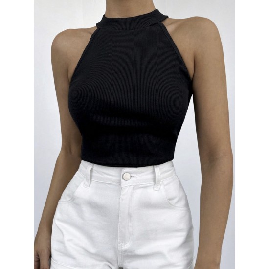 Women Black Zero Sleeve Round Neck Blouse, 8211 Women Black Zero Sleeve Round Neck Blouse, 8211