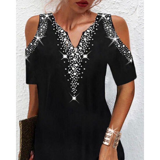 Women's Black Shoulder Decollete Stone Embroidered Sandy Fabric Dress, 4836 Women's Black Shoulder Decollete Stone Embroidered Sandy Fabric Dress, 4836