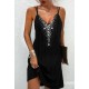 Women's Strappy V-neck Stone Embroidered Viscose Dress, 8233 Women's Strappy V-neck Stone Embroidered Viscose Dress, 8233