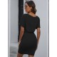 Women's Bateau Neckline Short Sleeve Bat Sleeve Waist Belted Viscose Dress, 7929 Women's Bateau Neckline Short Sleeve Bat Sleeve Waist Belted Viscose Dress, 7929