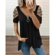 Sleeves Stone Detail Viscose Blouse (black), 3603 Sleeves Stone Detail Viscose Blouse (black), 3603