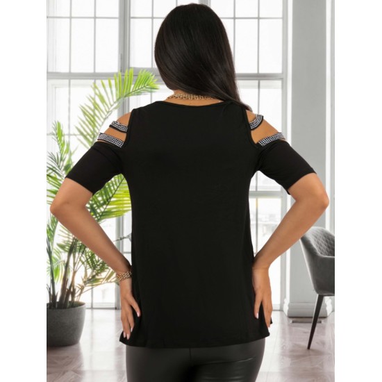 Sleeves Stone Detail Viscose Blouse (black), 3603 Sleeves Stone Detail Viscose Blouse (black), 3603