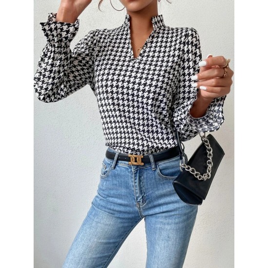 Kadın Uzun Kollu Hakim Yaka Dalgıç Bluz, 12636